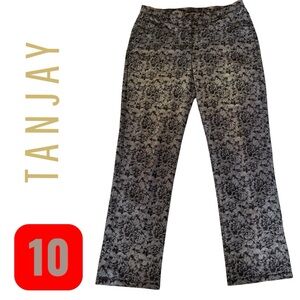 👛 (ANY 2/$20) TANJAY Colour Blocked Grey Rose Motif Jean Style Pants